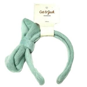 Cat & Jack Faux Fur Headband Mint Green Big Bow Hair Accessories Girls Toddler‎